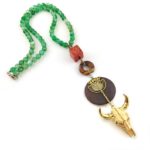 Advik Stone Beaded Bull Skull Necklace - Image 7