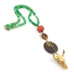 Advik Stone Beaded Bull Skull Necklace - Image 3