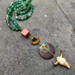 Advik Stone Beaded Bull Skull Necklace
