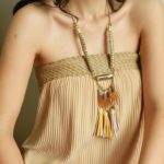 Halo Mustard Tassel Statement Necklace - Image 2