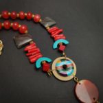 Naira Coral and Turquoise Beaded Necklace - Image 2